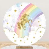 Lofaris Golden Horse And Rainbow Circle Baby Shower Backdrop